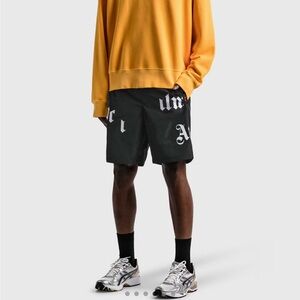 Palm Angels Black and White Athletic Shorts